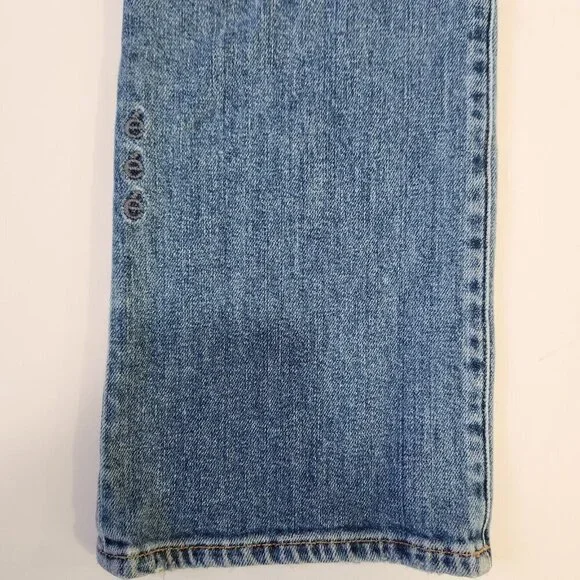 Etica Brigitte Mid Rise Crop‎ 26 Blue Straight Leg Distressed Organic Cotton - Picture 8 of 11